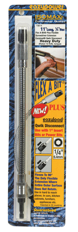 Eazypower 73614 Isomax 11 in. Hardened Steel Bit Extension Flexible Screwdriver Extension 1/4 in. Hex Shan