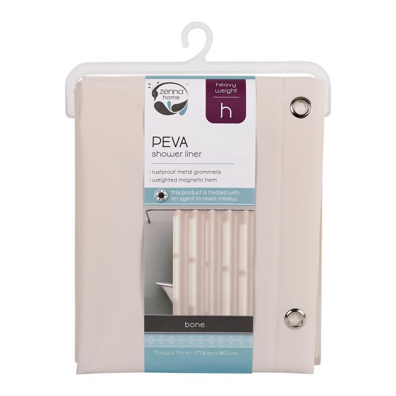 Zenna Home LPRHAAL 71 in. H X 70 in. W Bone Shower Curtain Liner PEVA