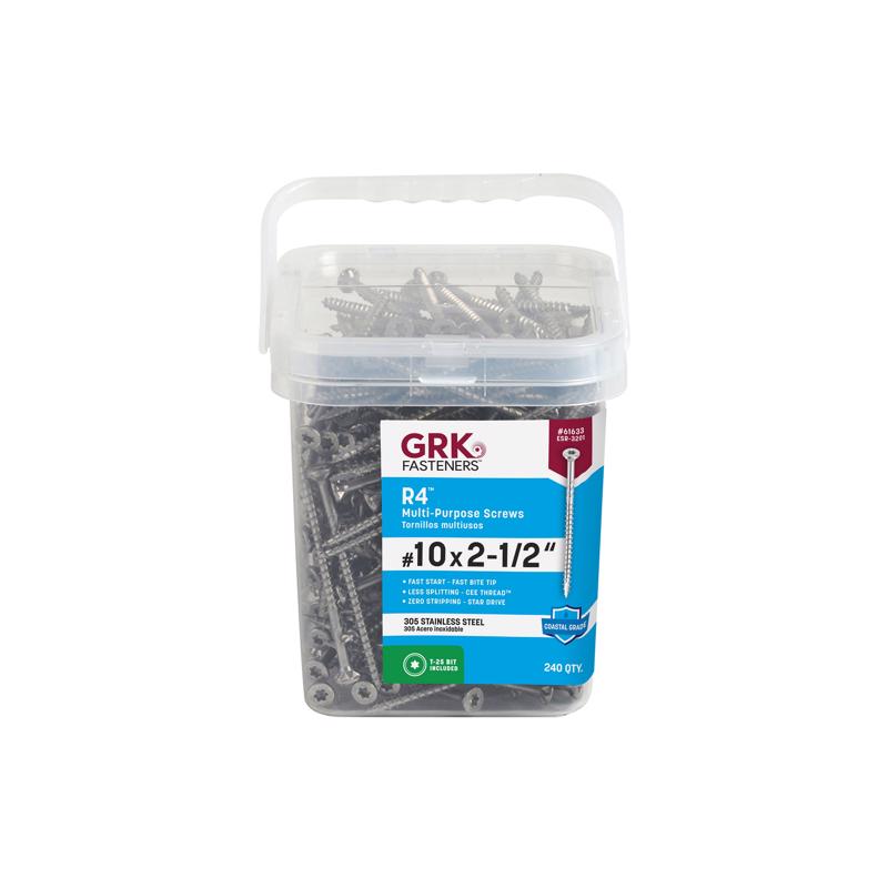GRK Fasteners 61633 No. 10 in. X 2-1/2 in. L Star Flat Head W-Cut Multi-Purpose Screws