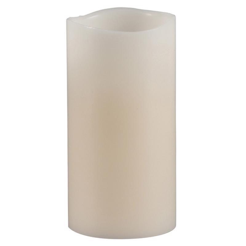 Gerson 33076 Everlasting Glow Bisque Vanilla Scent Wavy Edge Pillar Flameless Flickering Candle