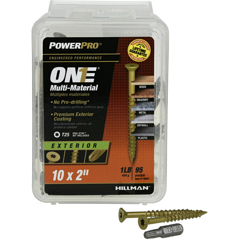 Hillman 116843 Power Pro No. 10 Ga. X 2 in. L Star Flat Head Coarse Multi-Material Screws