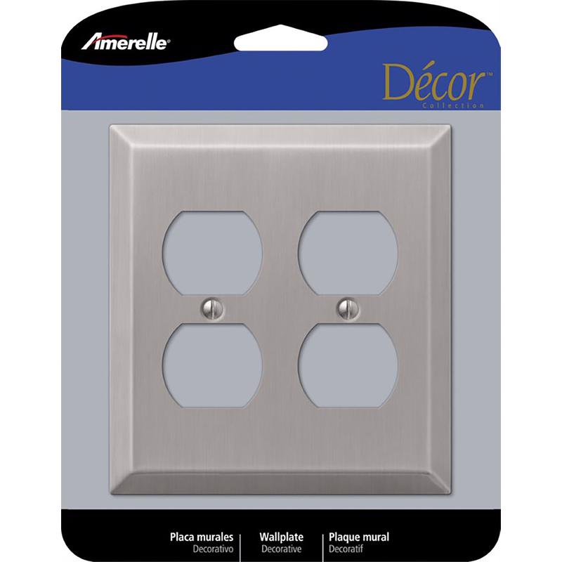 Amerelle 163DDBN Century Brushed Nickel 2 gang Stamped Steel Duplex Wall Plate 1 pk