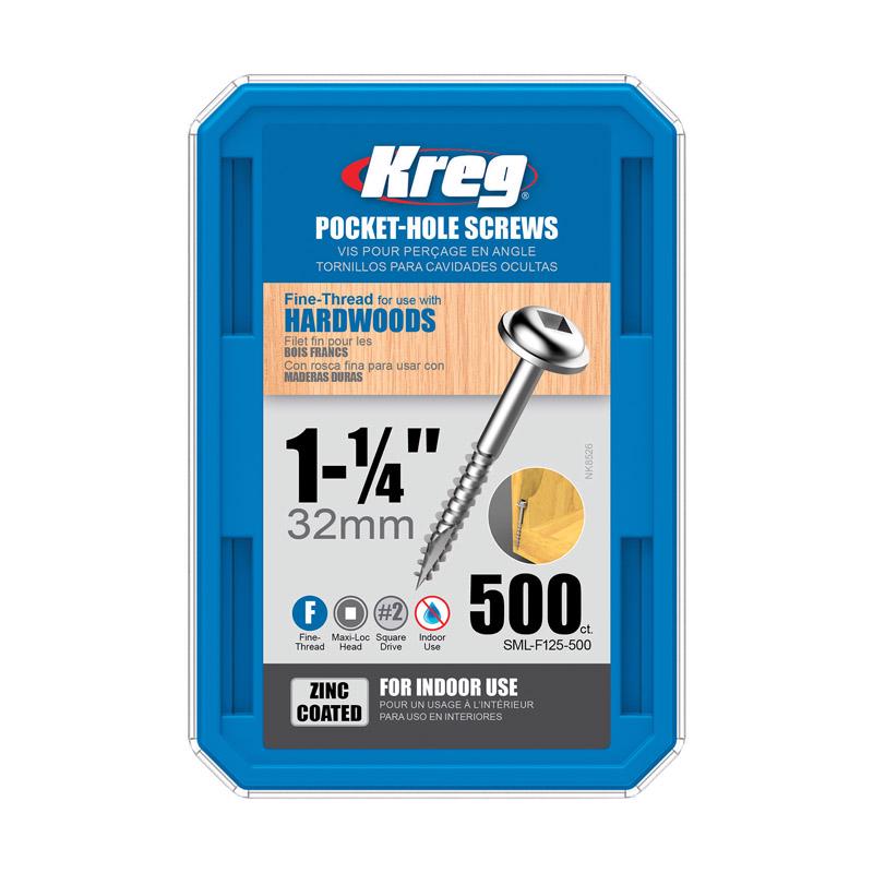 Kreg SML-F125 - 500 No. 7 X 1-1/4 in. L Square Zinc-Plated Fine Pocket-Hole Screw 500 pk