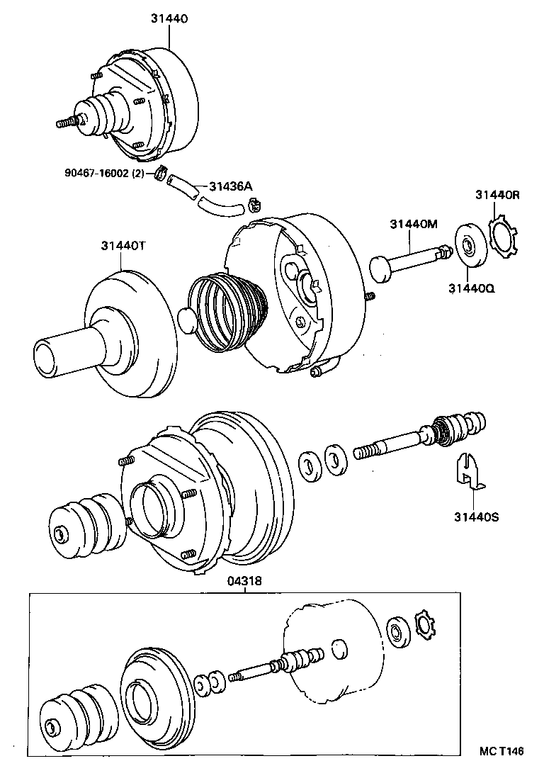 Booster Kit, Clutch Toyota, 04318-36040