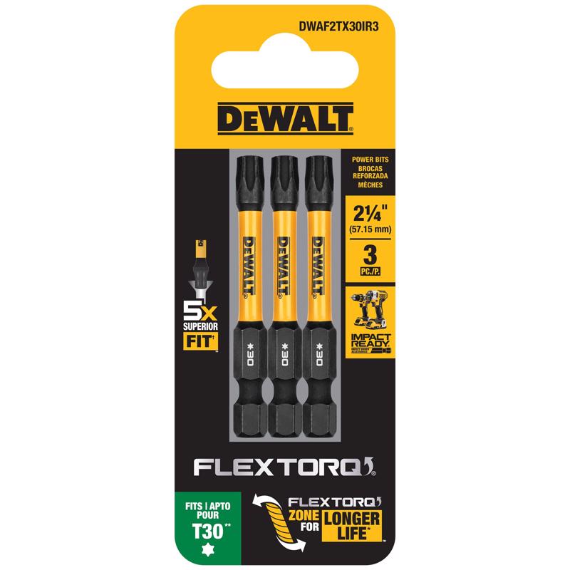Dewalt DWAF2TX30IR3 FlexTorq Torx T30 X 2.25 in. L Drill and Driver Bit Set Steel 3 pc