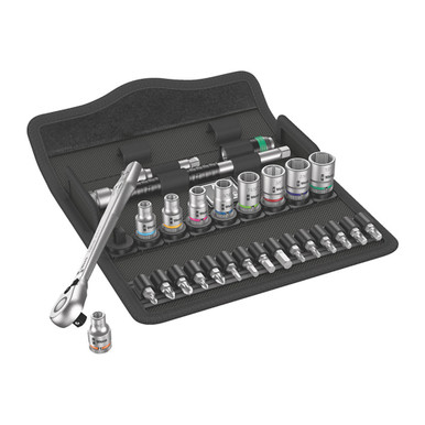 Wera 05004021001 8100 Sa 11 Zyklop Metal Ratchet Set With Switch Lever, 1/4 Inch Drive, Imperial, 28 Pieces