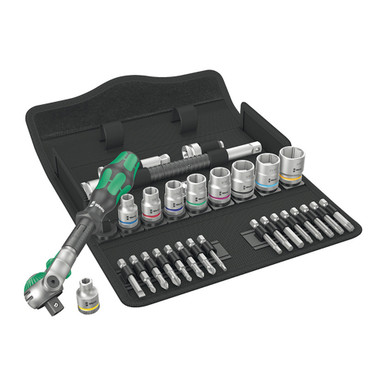 Wera 05004049001 8100 Sb 9 Zyklop Speed Ratchet Set, 3/8 Inch Drive, Imperial, 29 Pieces