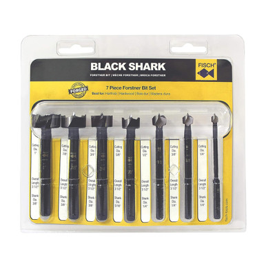 Fisch FSA-367192 Black Shark 7 Pc Imperial Set In Blister Incl. 1/4 Inch - 1 Inch Dia