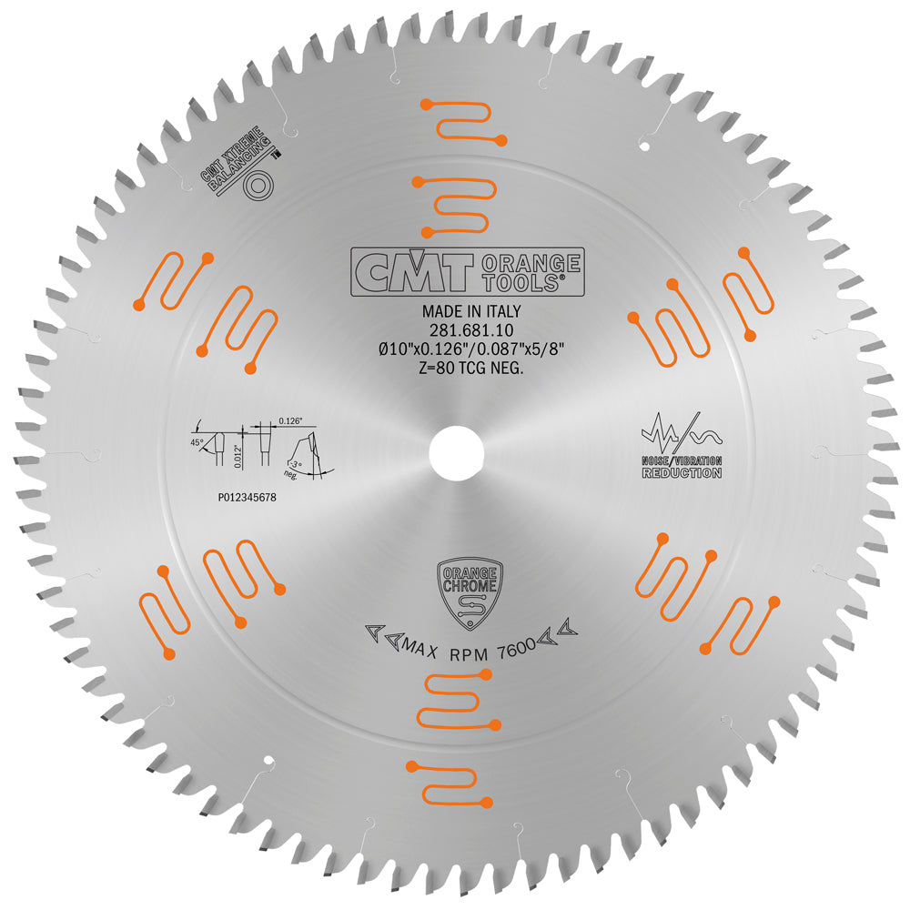 CMT 281.681.10 DOUBLE-SIDED - LAMINATE & MELAMINE 10”x5/8” T=80 TCG (-3° NEG)