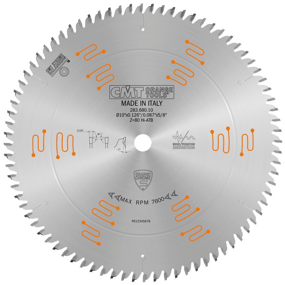 CMT 283.680.10 ULTRA FINISH - PLYWOOD & MELAMINE 10”x5/8” T=80 Hi-ATB