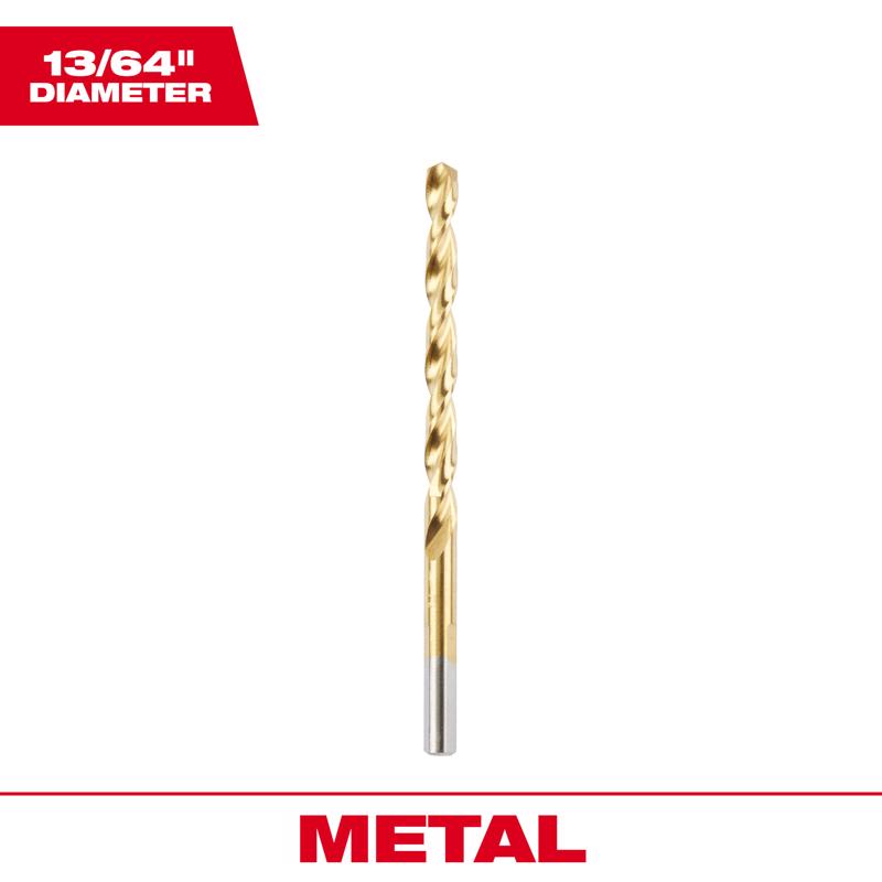 Milwaukee 48-89-2210 Thunderbolt 13/64 in. X 3-5/8 in. L Titanium Drill Bit 3-Flat Shank 1 pc