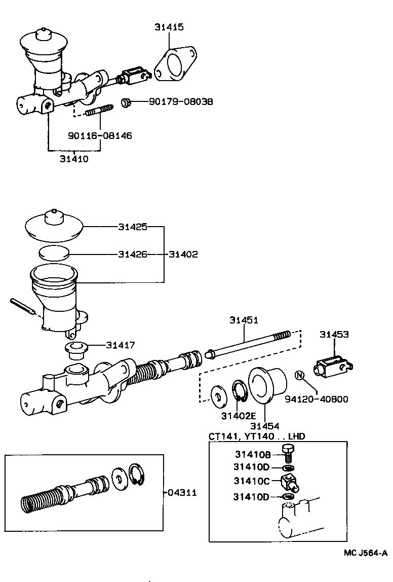 Cylinder Kit, Clutch Master Toyota, 04311-22021