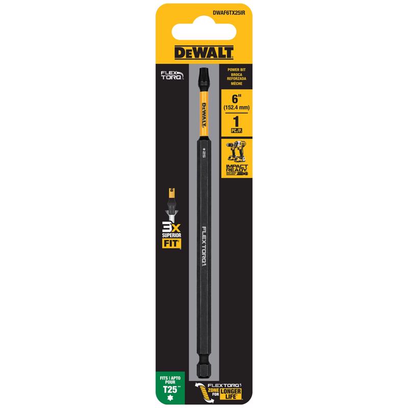 Dewalt DWAFE6TX25IR FlexTorq Torx T25 X 6 in. L Impact Driver Bit Steel 1 pk