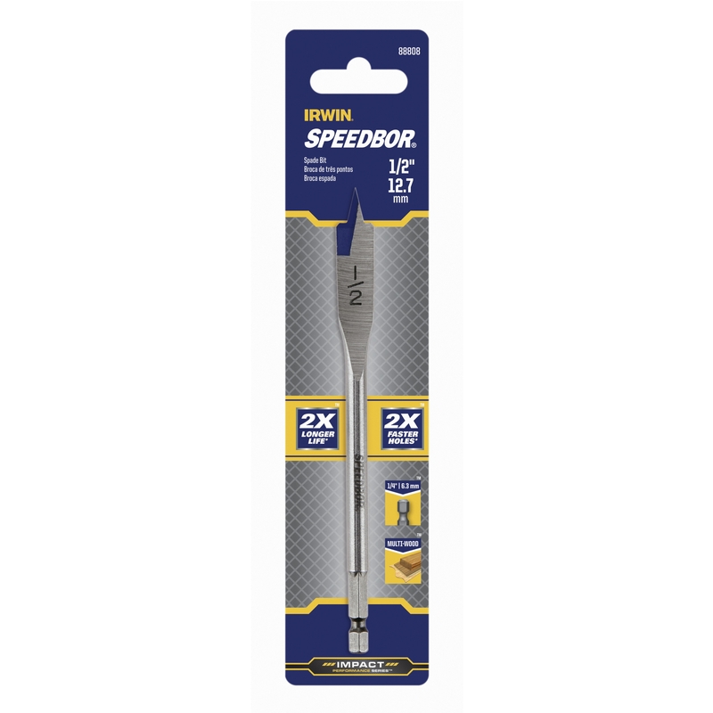 Irwin 88808 Speedbor 1/2 in. X 6 in. L Carbon Steel Wood Boring Bit Hex Shank 1 pc