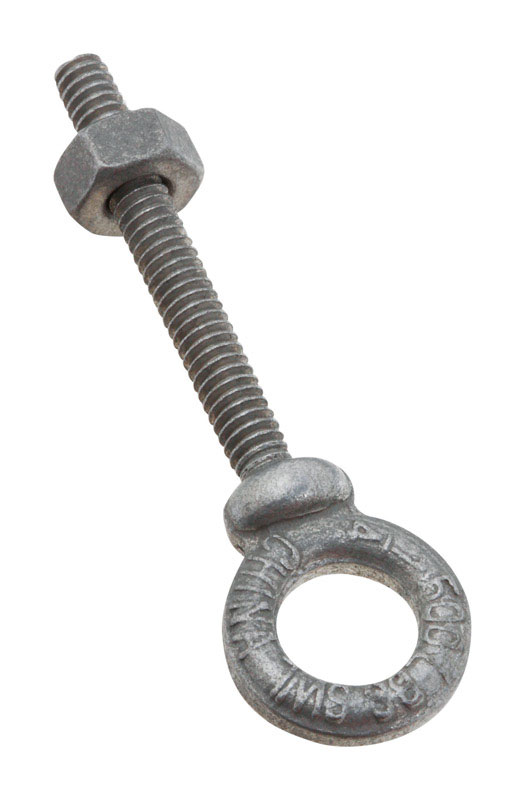 National Hardware N245-076 1/4 in. X 3 in. L Galvanized Forged Steel Eyebolt Nut Included