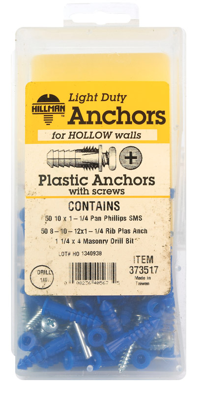 Hillman 373517 0.164 in. D X 1-1/4 in. L Plastic Pan Head Ribbed Anchor Kit 101 pk