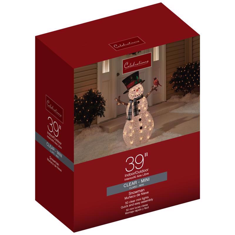 Celebrations 50428-71 Red Incandescent Clear Snowman with Cardinal 3.25 ft. Yard Decor