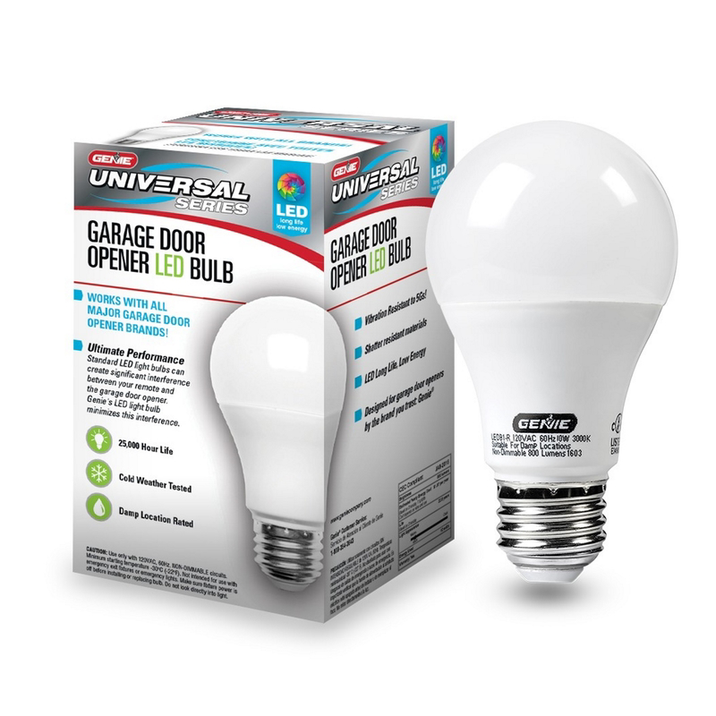 Genie 40654R Title 20 Approved A19 E26 (Medium) LED Garage Bulb Warm White 60 Watt Equivalence 1 pk