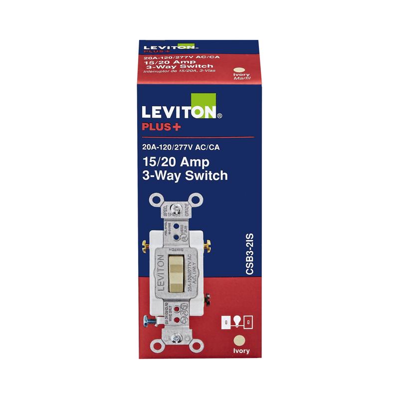 Leviton 0CSB3-2IS 20 amps 3-Way Toggle AC Quiet Switch Ivory 1 pk