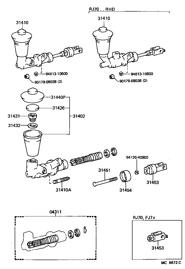 Cylinder Kit, Clutch Master Toyota, 04311-12050
