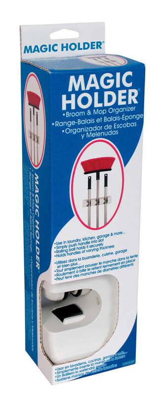 Evri MH3-W Magic Holder 3-9/32 in. H X 2-13/16 in. W X 12-9/16 in. L Plastic Broom/Mop Holder