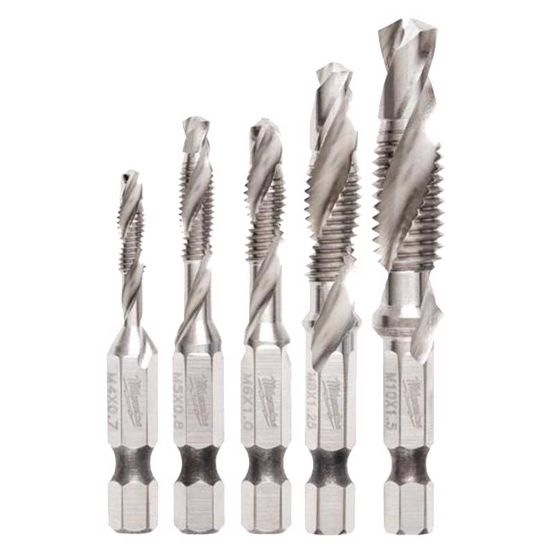 Milwaukee 48-89-4875 Shockwave Assorted Metal Drill and Tap Set Hex Shank 5 pc