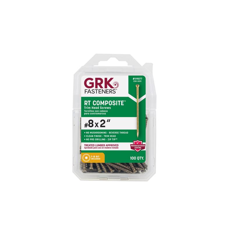 GRK Fasteners 119077 No. 8 in. X 2 in. L Star Trim Head W-Cut Trim Screws