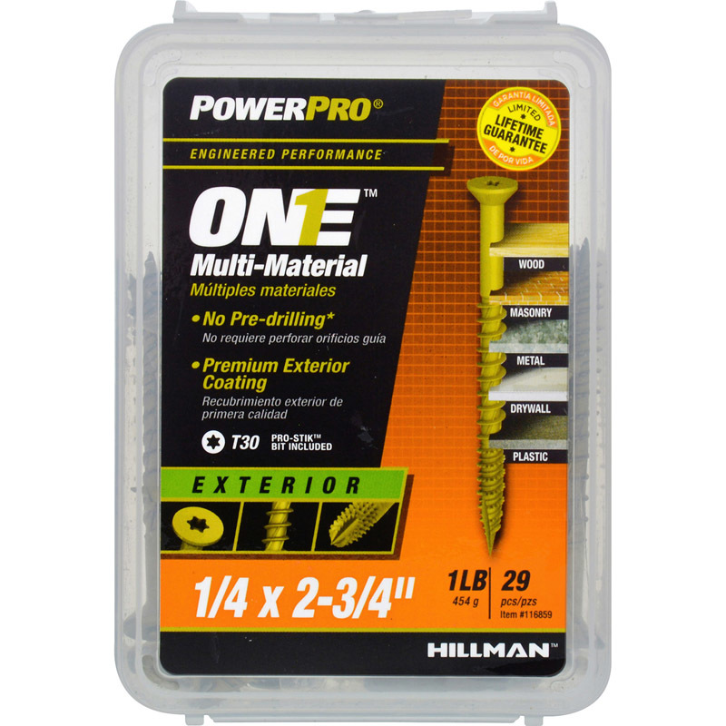 Hillman 116859 Power Pro 1/4 in. Ga. X 2-3/4 in. L Star Flat Head Coarse Multi-Material Screws
