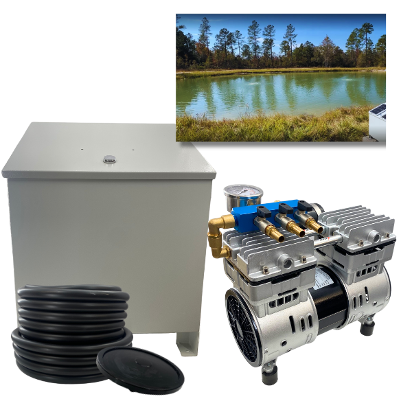 PondPride Pond + Lake Aerator Complete Kit with Weighted Diffuser Air Stone & 110V Compressor | DIY Pond Health Technology