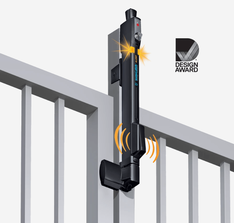 Top Pull Alert Gate Latch - Electronic Alarm - Black For Gate Gap (3/4") - For Metal, Wood, Or Vinyl Gates
