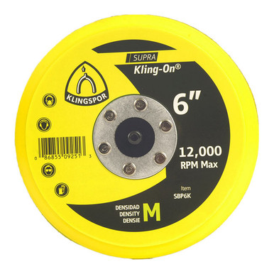KLINGSPOR Supra Backing Pad 6 Inch, Hook & Loop No Hole
