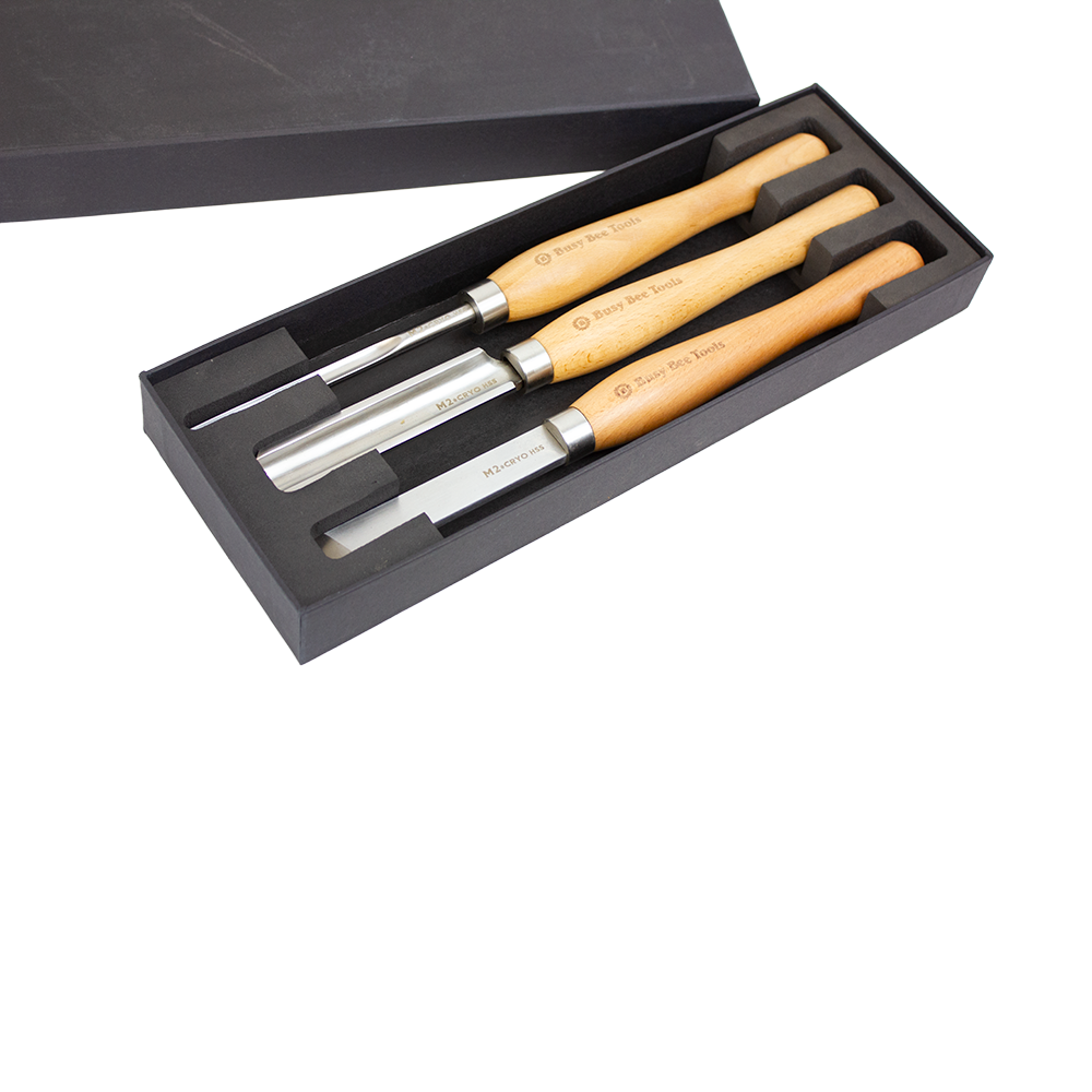 3PC M2 CRYO WOOD LATHE CHISEL SET BBTURNSET1