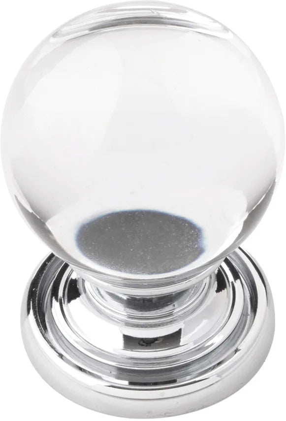 Luster Collection Knob 1-1/8'' diam Glass with Chrome Finish B076568-GLCH