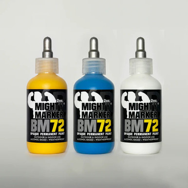 BM-72 Mighty Marker Bottle Marker 3-Pack - Yellow, Blue & White - 07218