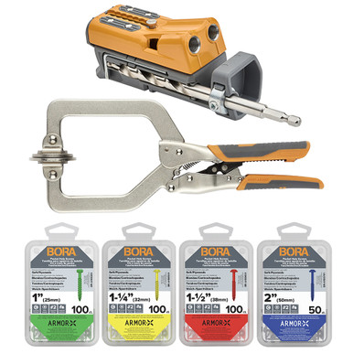 Bora BR-A170400 BORA Pro Compact Jig Project Kit - Includes 3in Face Frame Clamp and 350pce Screw Kit