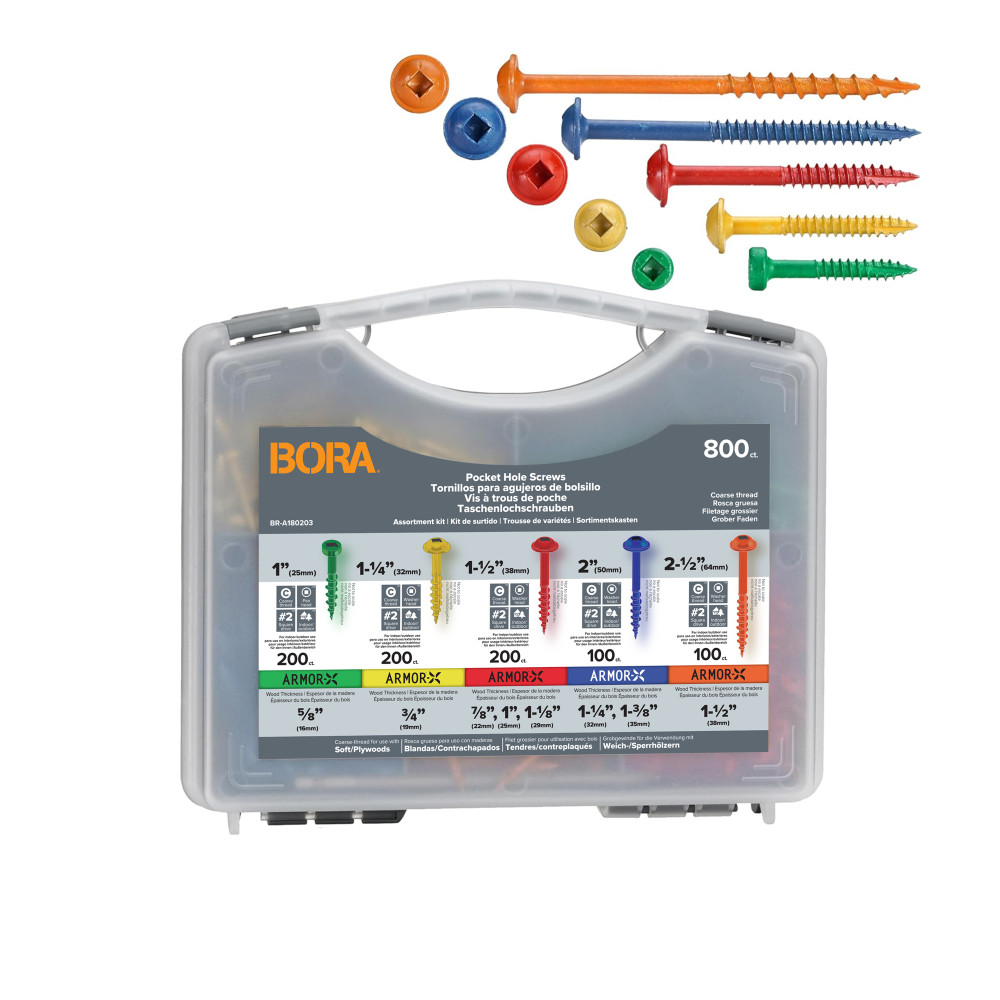 BORA Pocket Hole 800pc Screw Kit Coarse