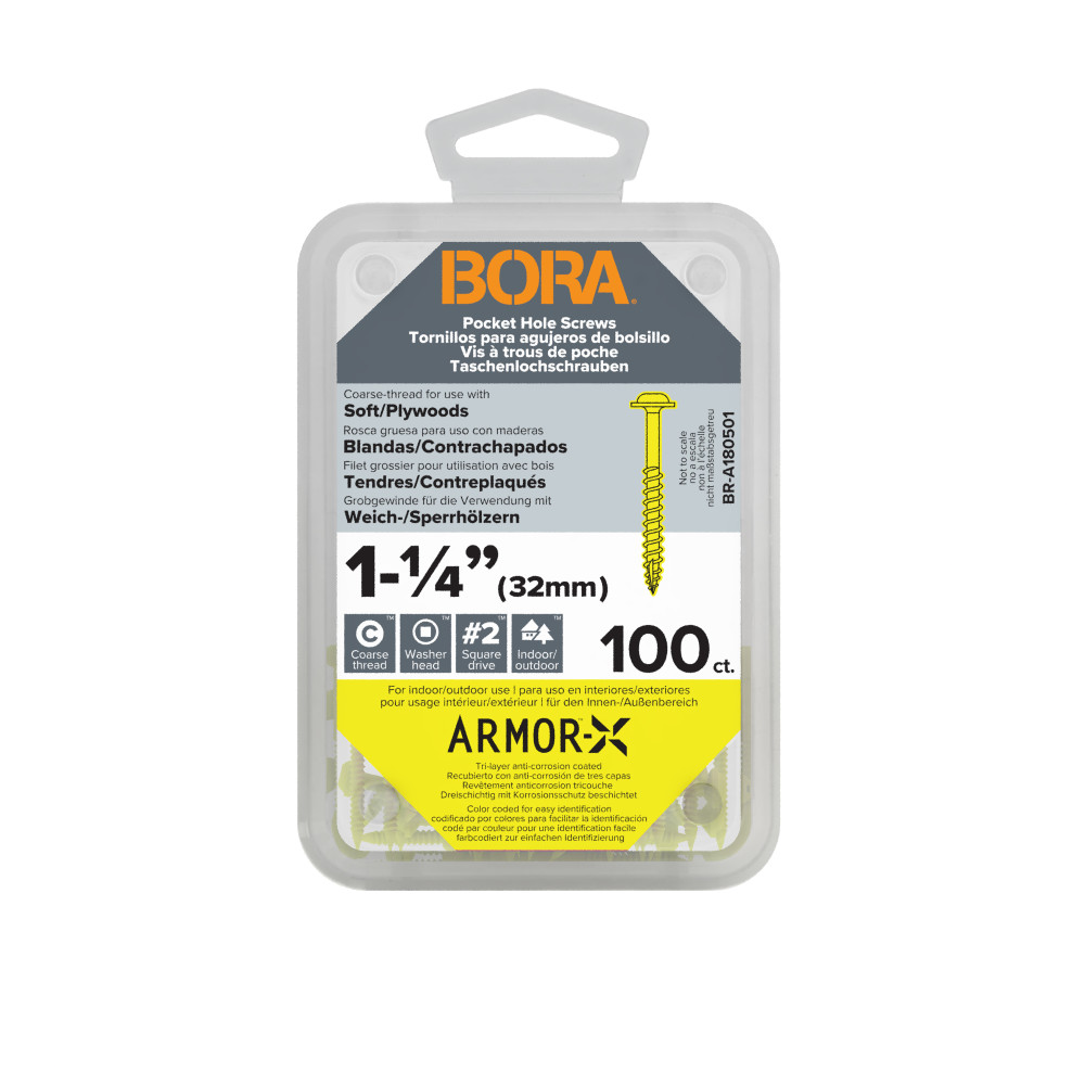 BORA Pocket Hole 1-1/4" Coarse Screws 100pcs