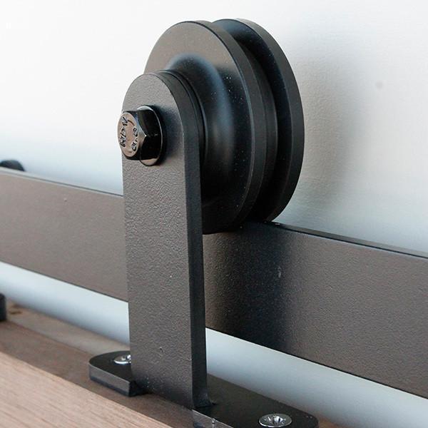 Barn Door Hinges / Hardware Kit – Gage Style For Doors 30” Inches To 48” Inches Wide – Black Finish