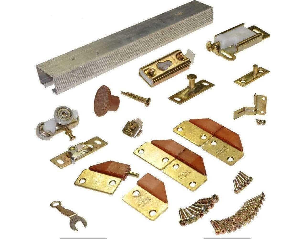 Bifold Door Hardware - 2 Doors - 36" Inch Track For 18" Inch Panels - Brass