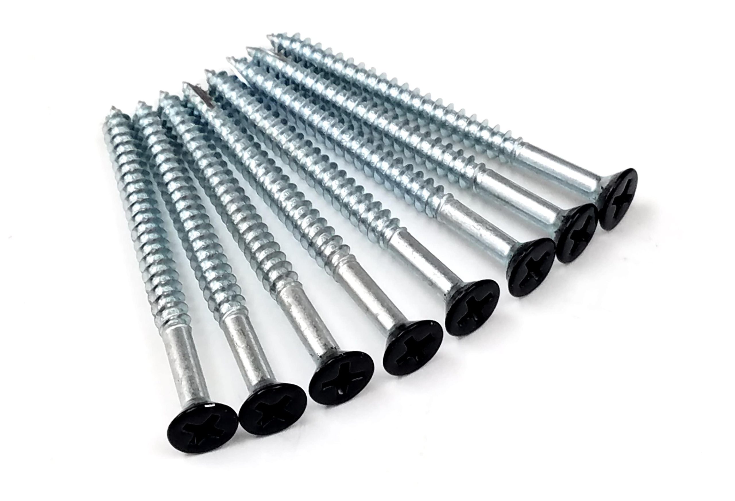 Flat Head #9 X 2 1/4" Wood Screws With 1 1/2" Thread - Black Finish 24 Or 96 Pack