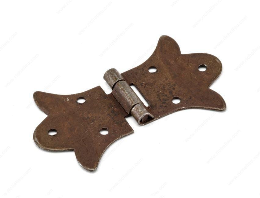 Butterfly Hinges - Forged Iron Hinges For Cabinets - Wrought Iron Finish - Sold Individually