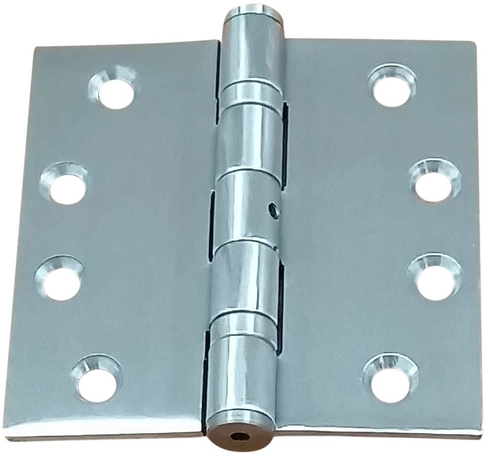 316 Grade Stainless Steel Commercial Ball Bearing Door Hinges - 4 1/2" Inches Square - 2 Pack