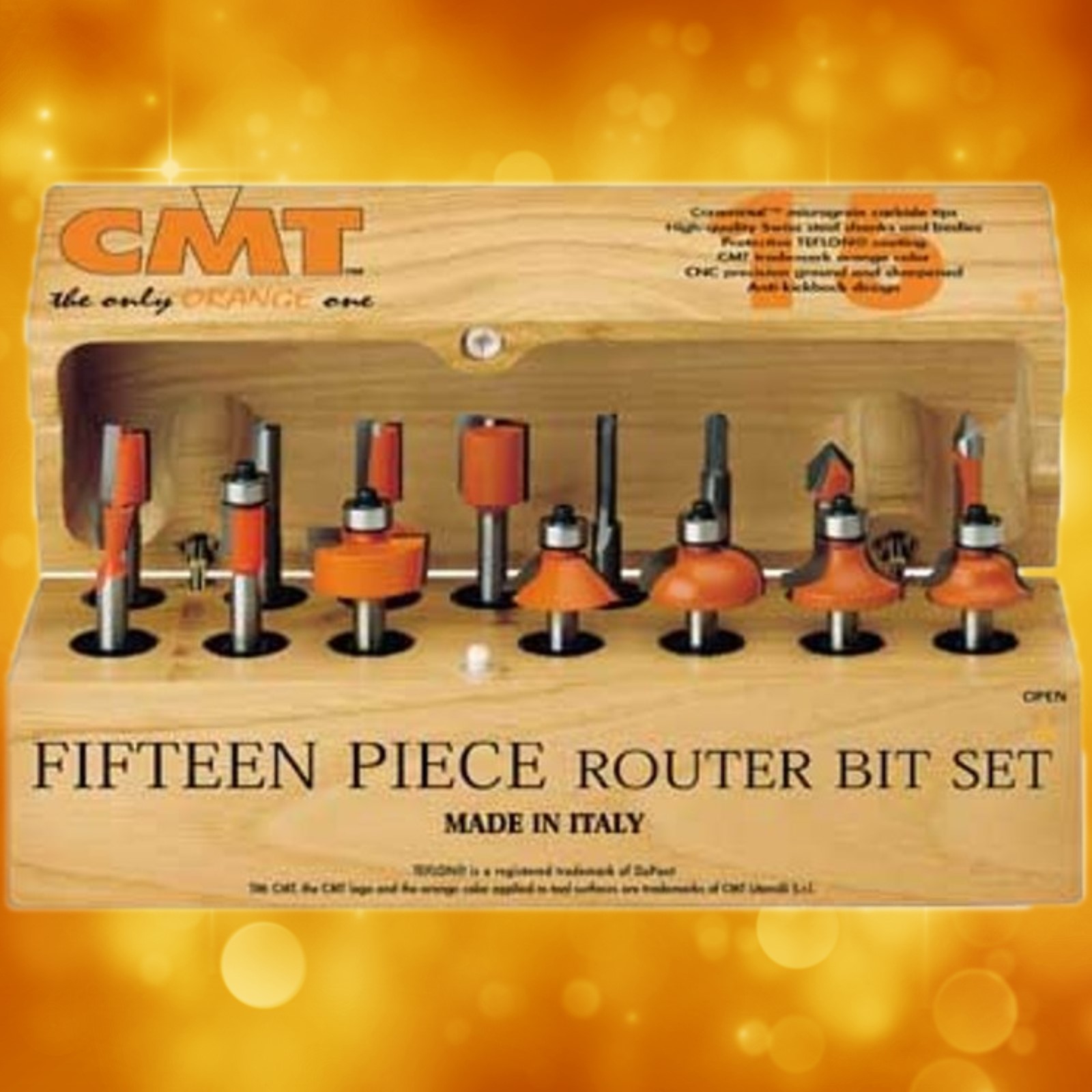 CMT 15-Piece Router Bit Assortment, 1/4" shank 800.001.00