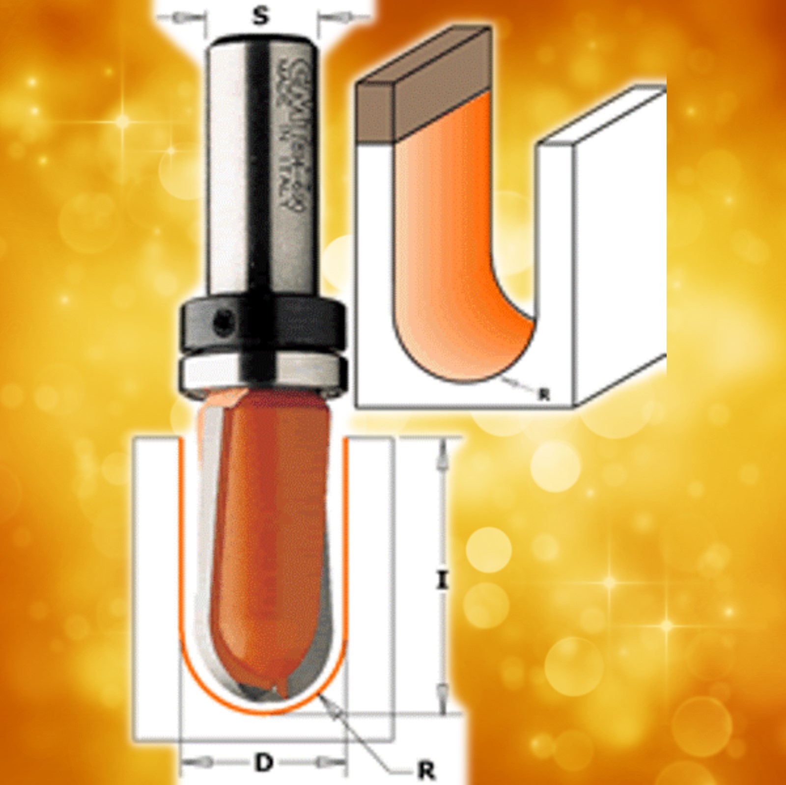 CMT 3/8" Radius Round Nose Router Bit with Top Bearing, 1/2" Shank 814.690.11B