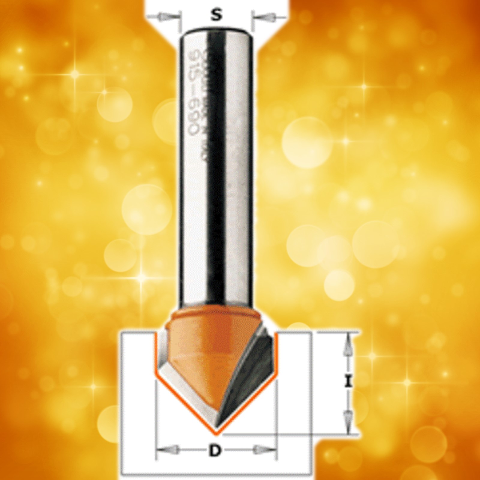 CMT V-Groove Router Bit 90º, 1/2" diameter, 1/4" shank 815.127.11