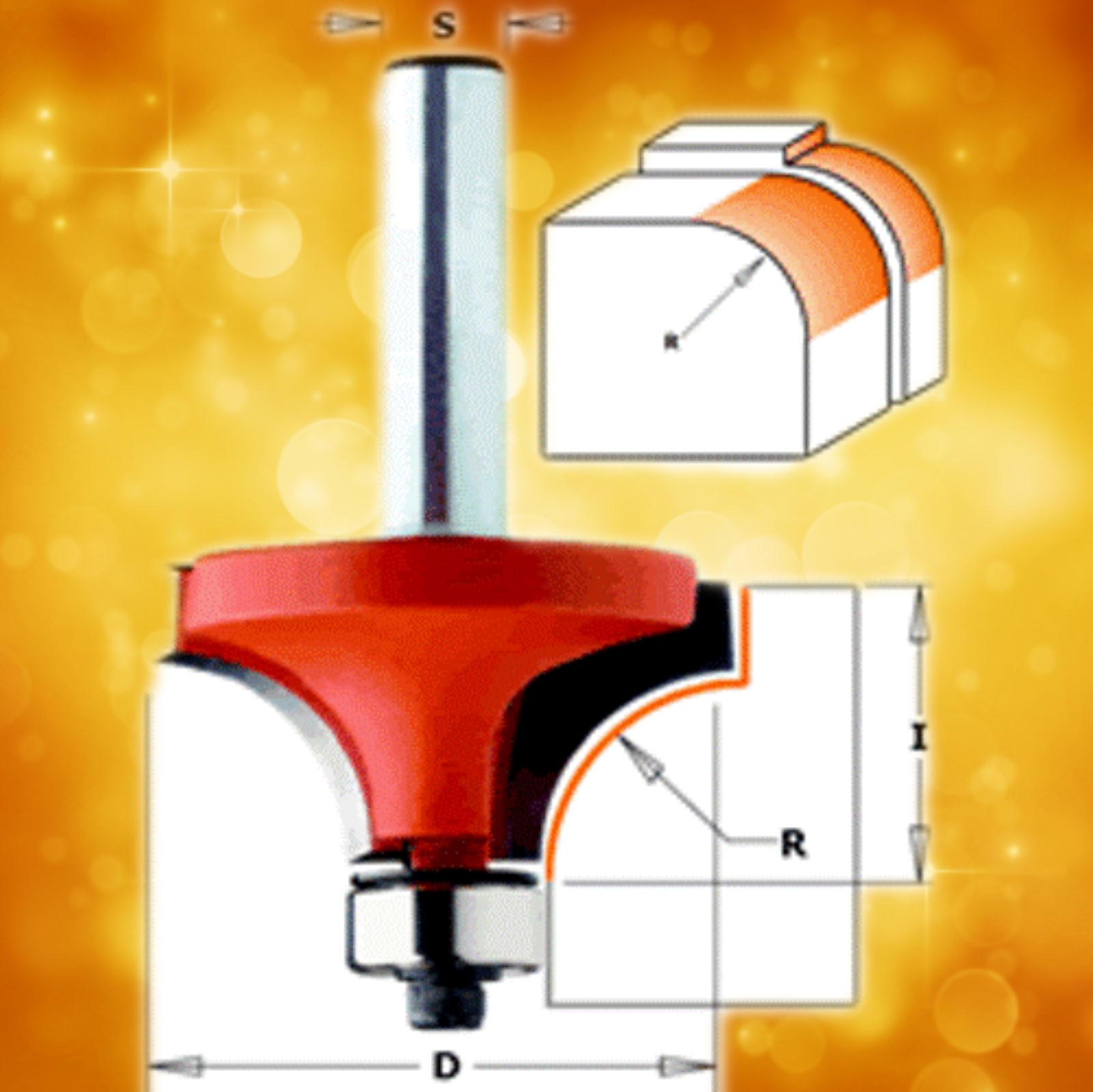 CMT 1/2" Roundover Router Bit 1/4" shank 838.380.11