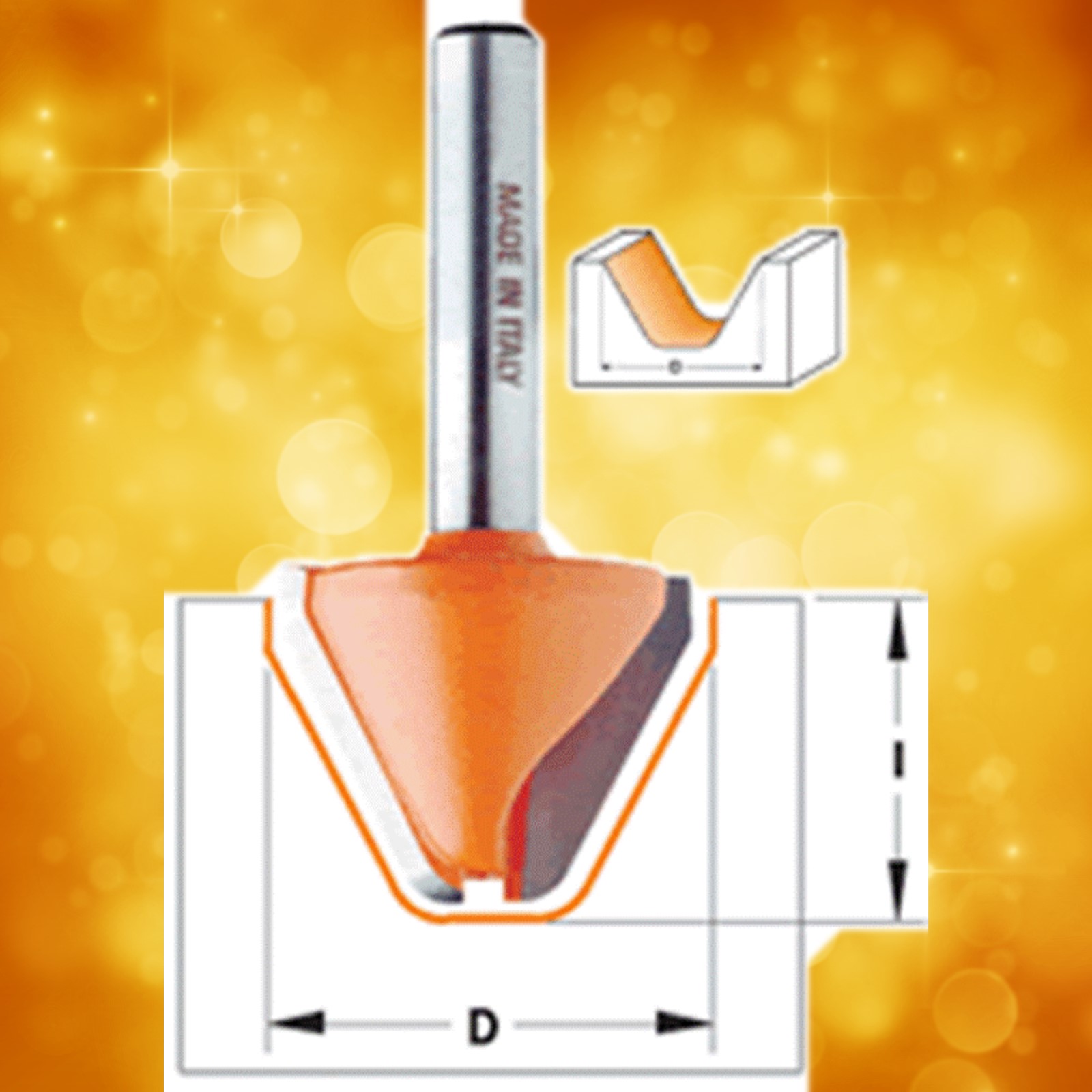 CMT 60º Lettering Router Bit, 1" diameter, 1/4" shank 849.001.11