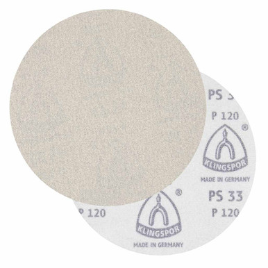 KLINGSPOR Hook & Loop Sanding Discs 5" Dia, No Hole, 320 Grit, Aluminum Oxide, 100 Pack