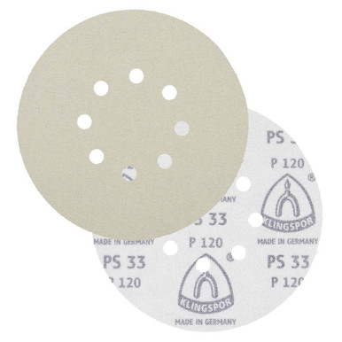 KLINGSPOR Hook & Loop Sanding Discs 6" Dia, 8 Hole, 180 Grit, Aluminum Oxide, 50 Pack