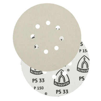KLINGSPOR PSA Sanding Discs 6" Dia, 8 Hole, 320 Grit, Aluminum Oxide, 50 Pack